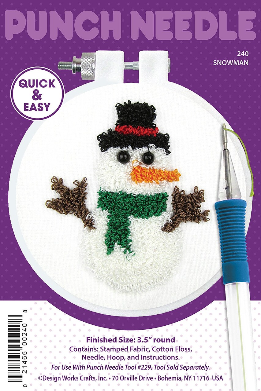 DIY Design Works Christmas Snowman Holiday Punch Needle Craft Kit 240